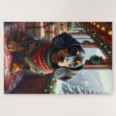 Dachshund-Weihnachtskunst Puzzle (Horizontal)
