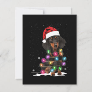 Dachshund-Weihnachtslichter mit Schnee Mitteilungskarte