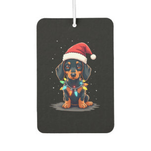 Dachshund Weihnachtslichter Santa Hut Weihnachten Autolufterfrischer