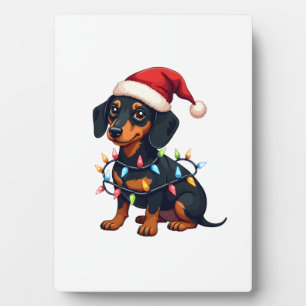 Dachshund Weihnachtslichter Santa Hut Weihnachten  Fotoplatte