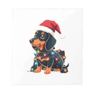 Dachshund Weihnachtslichter Santa Hut Weihnachten Notizblock