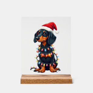 Dachshund Weihnachtslichter Santa Hut Xmas Hunde L Acrylschild