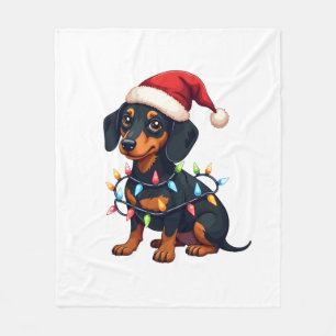Dachshund Weihnachtslichter Santa Hut Xmas Hunde L Fleecedecke