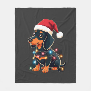 Dachshund Weihnachtslichter Santa Hut Xmas Hunde L Fleecedecke
