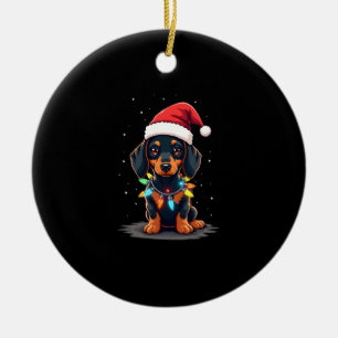 Dachshund Weihnachtslichter Santa Hut Xmas Hunde L Keramik Ornament