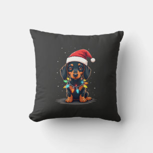 Dachshund Weihnachtslichter Santa Hut Xmas Hunde L Kissen