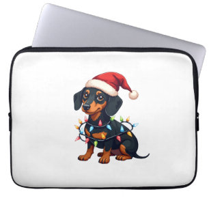 Dachshund Weihnachtslichter Santa Hut Xmas Hunde L Laptopschutzhülle