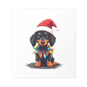 Dachshund Weihnachtslichter Weihnachtsmann Hut Xma Notizblock