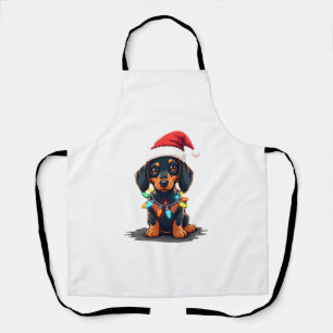 Dachshund Weihnachtslichter Weihnachtsmann Hut Xma Schürze