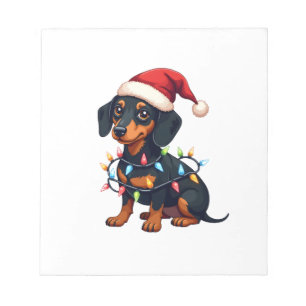 Dachshund Weihnachtslichter Weihnachtsmannmütze Xm Notizblock