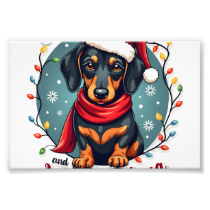 Dachshund Weihnachtsmann auf der Liste der Bösen D Fotodruck