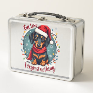 Dachshund Weihnachtsmann auf der Liste der Bösen D Metall Brotdose
