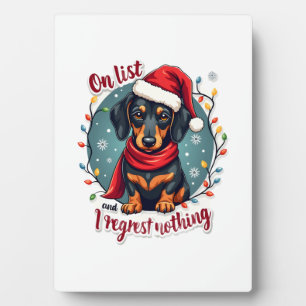 Dachshund Weihnachtsmann auf der Liste der Unartig Fotoplatte