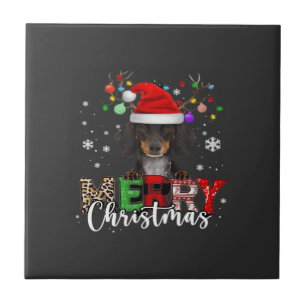 Dachshund Weihnachtsmann-Hund Frohe Weihnachten Ov Fliese