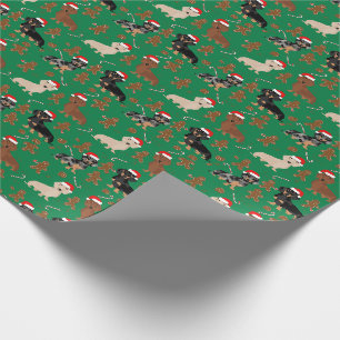 Dachshund-Weihnachtsmann-Hüte Lebkuchen-Weihnachte Geschenkpapier