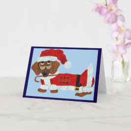 Dachshund Weihnachtsmann mit einem Zuckerrohr Karte