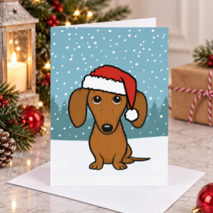Dachshund Weihnachtsmann Süßer Wiener Hund Weihnac Feiertagskarte