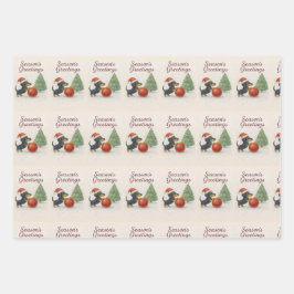 Dachshund-Weihnachtspapier Set mit 3 Bogen Geschenkpapier Set