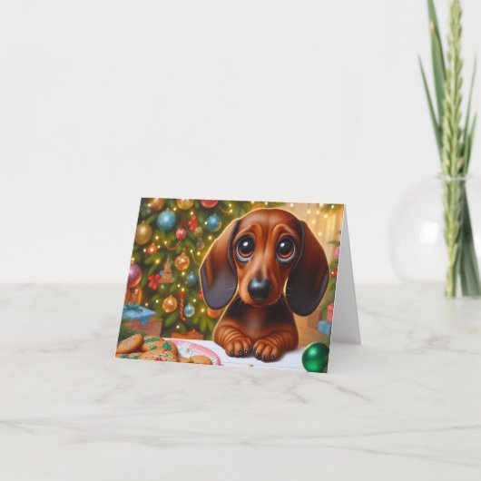 Dachshund-Weihnachtsplätzchen Feiertagskarte (Vorderseite)