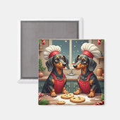 Dachshund Weihnachtsplätzchenbäcker Feiertagsmaler Magnet (Vorderseite/Rückseite)