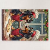 Dachshund Weihnachtsplätzchenbäcker Feiertagsmaler Puzzle (Horizontal)