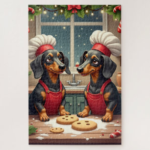 Dachshund Weihnachtsplätzchenbäcker Feiertagsmaler Puzzle