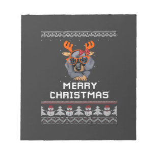 Dachshund-Weihnachtsschal-Übergroßes T-Shirt Notizblock