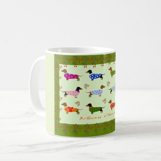 Dachshund-Weihnachtstasse Kaffeetasse (Vorderseite Links)