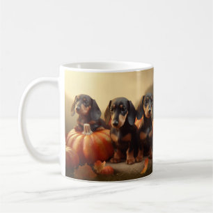 Dachshund-Welpe Herbstfreude Kürbis Kaffeetasse