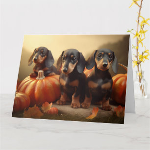 Dachshund-Welpe Herbstfreude Kürbis Karte
