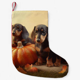 Dachshund Welpe Herbstfreude Kürbis Kleiner Weihnachtsstrumpf