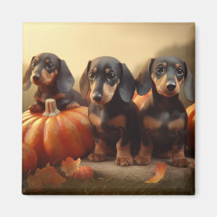 Dachshund-Welpe Herbstfreude Kürbis Magnet