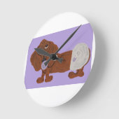 Dachshund-Welpe Runde Wanduhr (Winkel)
