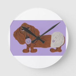 Dachshund-Welpe Runde Wanduhr