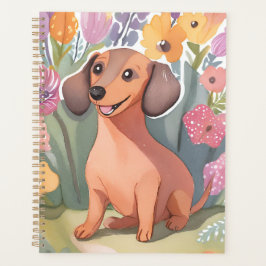 Dachshund-Welpe | Wasserfarben-Hund Haustier Planer