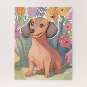 Dachshund-Welpe   Wasserfarben-Hund Haustier Puzzle