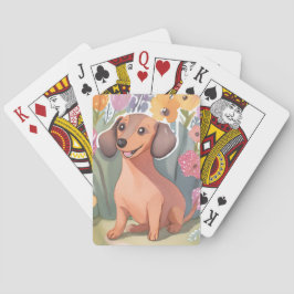 Dachshund-Welpe | Wasserfarben-Hund Haustier Spielkarten