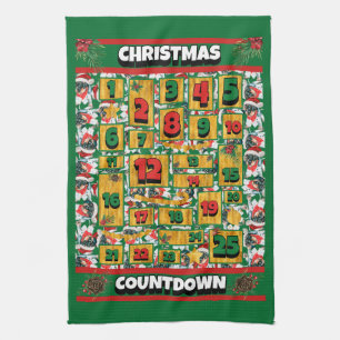 Dachshund-Welpen-Countdown-Weihnachten-Advent-Hund Geschirrtuch