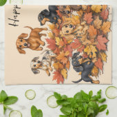 Dachshund-Welpen im Herbst Geschirrtuch (Gefaltet)