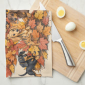 Dachshund-Welpen im Herbst Geschirrtuch (Viertel Falte)