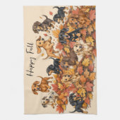 Dachshund-Welpen im Herbst Geschirrtuch (Vertikal)