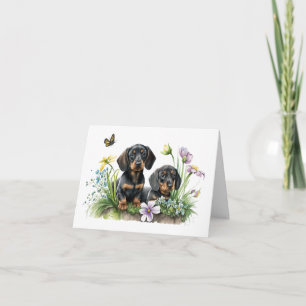 Dachshund-Welpen leere Grußkarte Karte