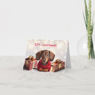 Dachshund-Welpen-Weihnachts-Grußkarte Karte