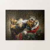 Dachshund-Welpen-Weihnachtsbild Puzzle (Horizontal)