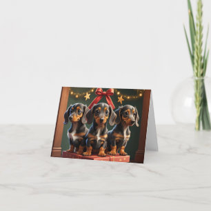 Dachshund-Welpen Weihnachtsgrußkarte Karte