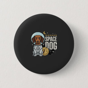 Dachshund Weltraum Hund Astronaut Vektor Button