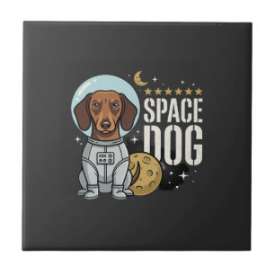 Dachshund Weltraum Hund Astronaut Vektor Fliese