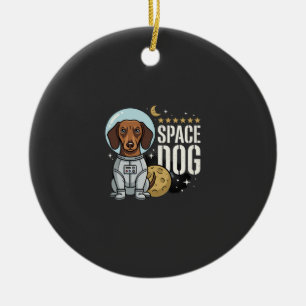 Dachshund Weltraum Hund Astronaut Vektor Keramik Ornament