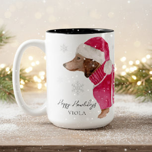 Dachshund Wiener Dog Personalisiertes Wasserfarben Zweifarbige Tasse