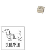 Dachshund Wiener Dog Plaid Sweater Custom Name 1x1 Gummistempel (Stempel)